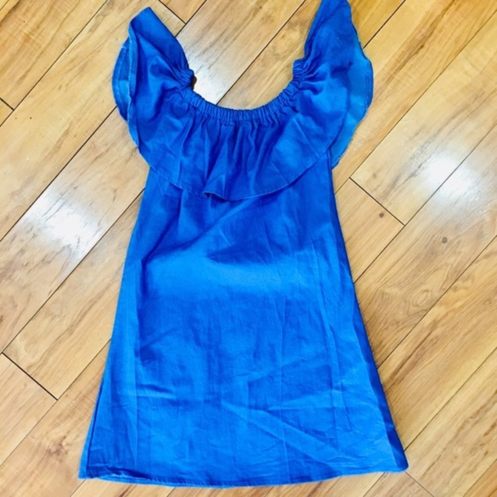 Royal Blue ruffle dress summer July XS extra small